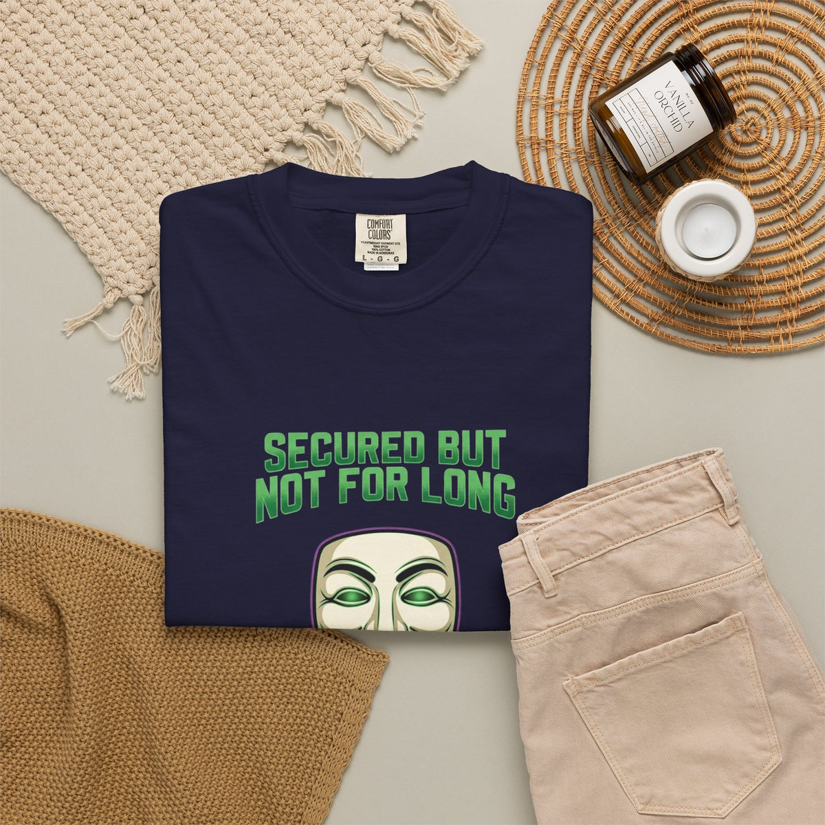 Hacker Guy Fawkes T-Shirt – "Secured But Not For Long" Cybersecurity Tee