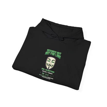 Masked Graphic Hoodie — "Secured but Not for Long" Anonymous Guy Fawkes Design